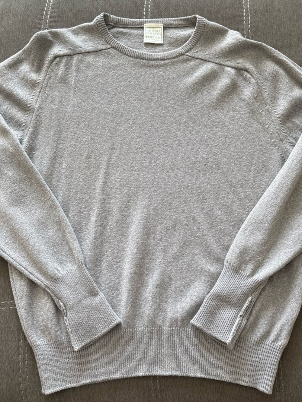 Hawick Men's Crewneck 100% lambs wool Sweater - Light Gray M
